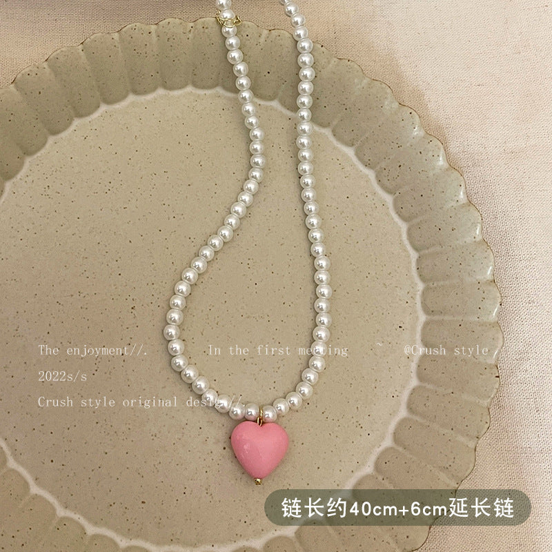 Wholesale Heart Glass Colorful Beaded Necklaces